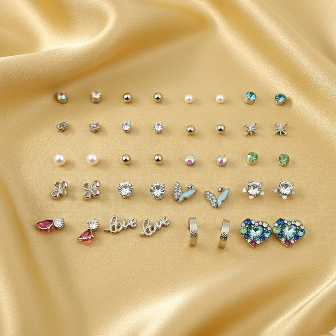 Assorted Earrings Studs / Tops Set (20 Pairs)