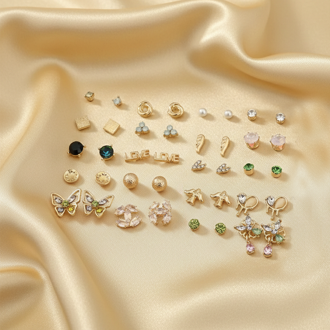 Assorted Earrings Studs / Tops Set (20 Pairs)