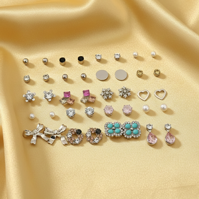 Assorted Earrings Studs / Tops Set (20 Pairs)