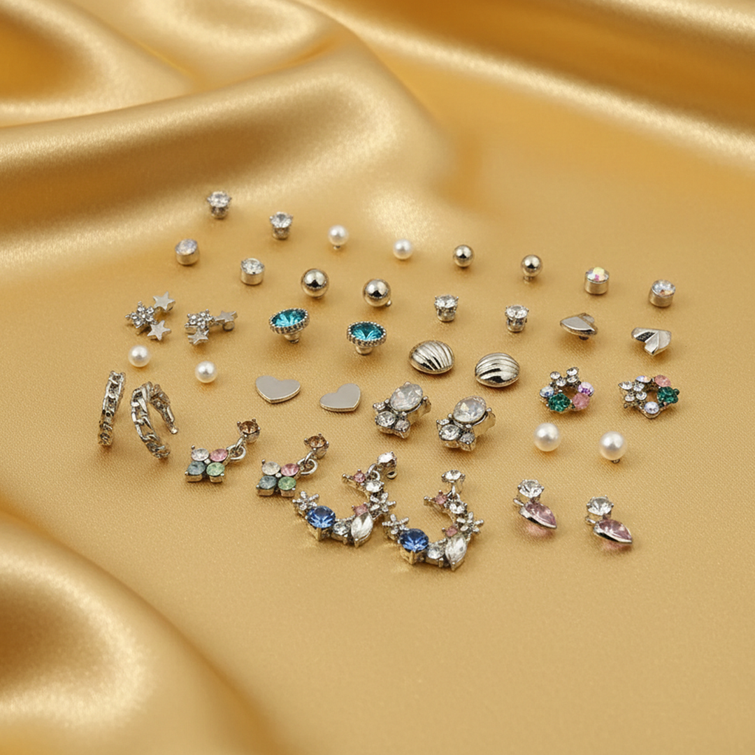 Assorted Earrings Studs / Tops Set (20 Pairs)