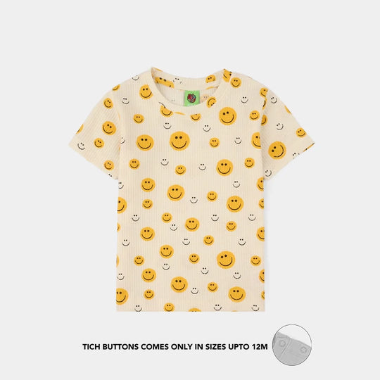 Infant Boys Thermal T-Shirt (Smiley Face) - White