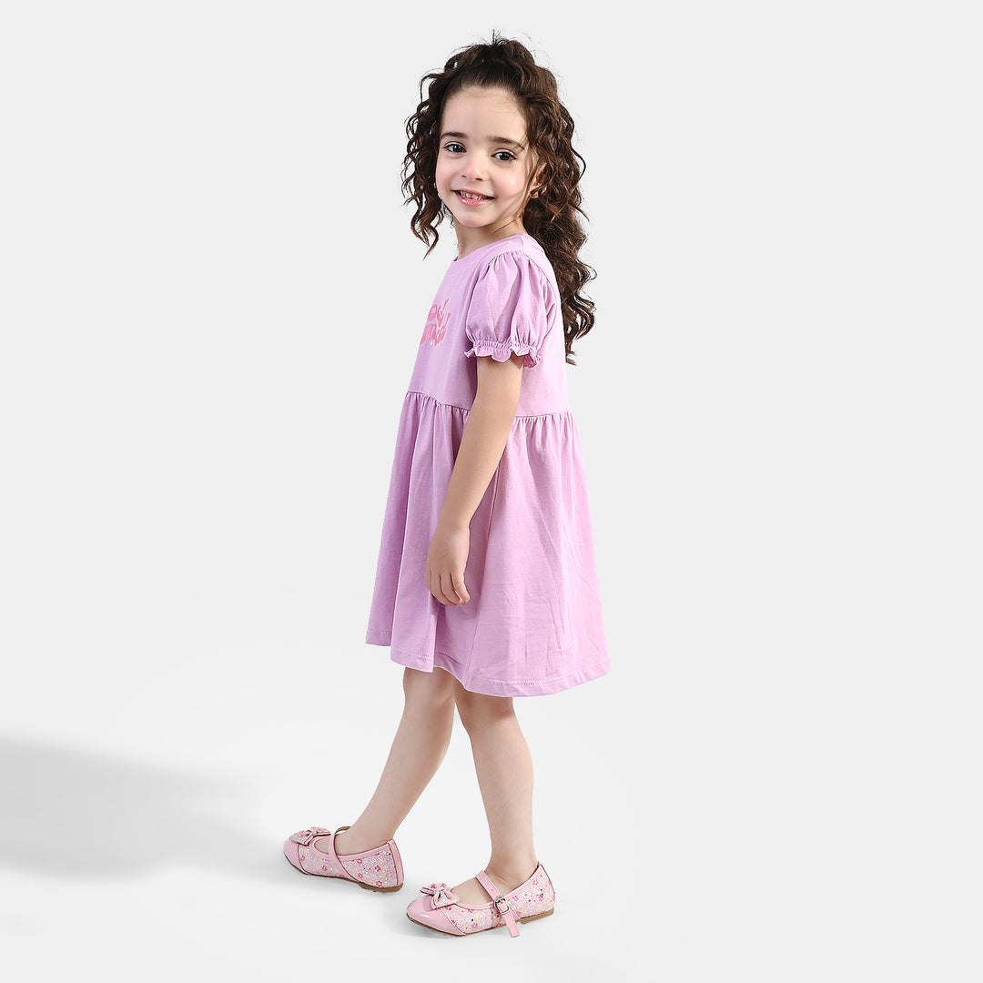 Girls Jersey/Terry Knitted Frock (Good Mood) - Pink