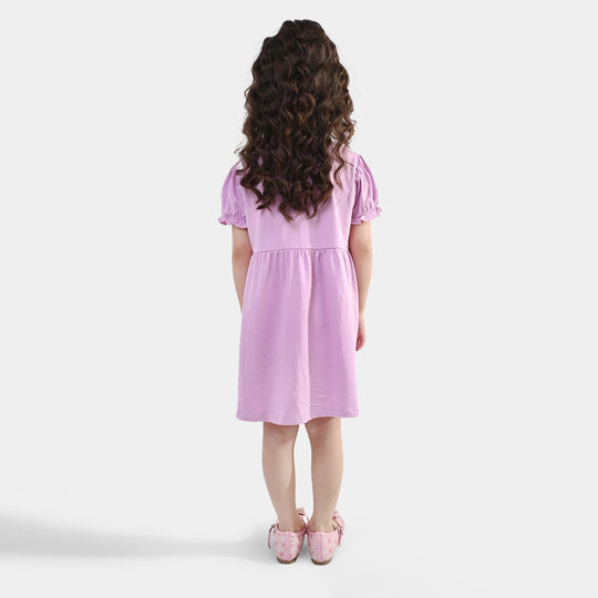 Girls Jersey/Terry Knitted Frock (Good Mood) - Pink