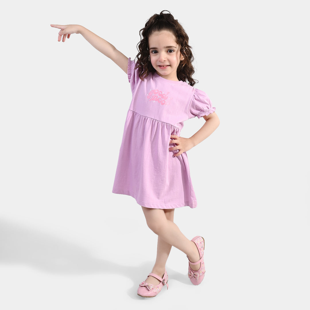 Girls Jersey/Terry Knitted Frock (Good Mood) - Pink
