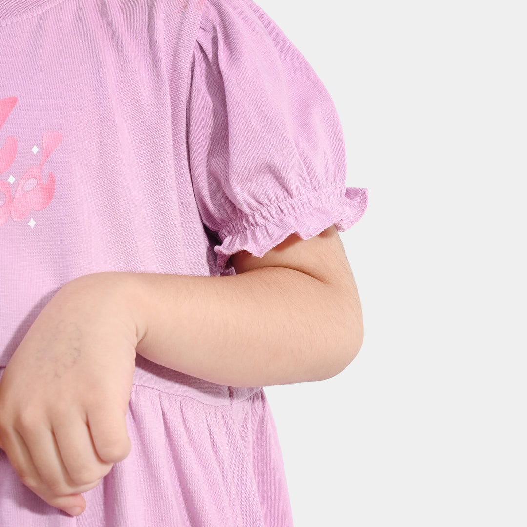 Girls Jersey/Terry Knitted Frock (Good Mood) - Pink