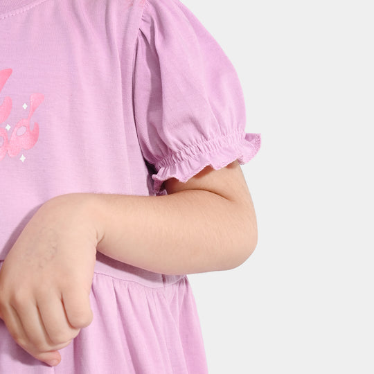 Girls Jersey/Terry Knitted Frock (Good Mood) - Pink