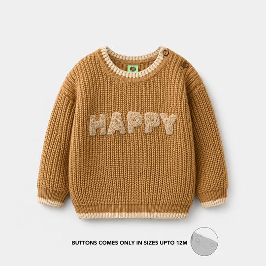 Infant Boys Acrylic Sweater - Happy - Mustard