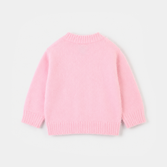 Infant Girls Acrylic Sweater - Petal Butterfly - Pink