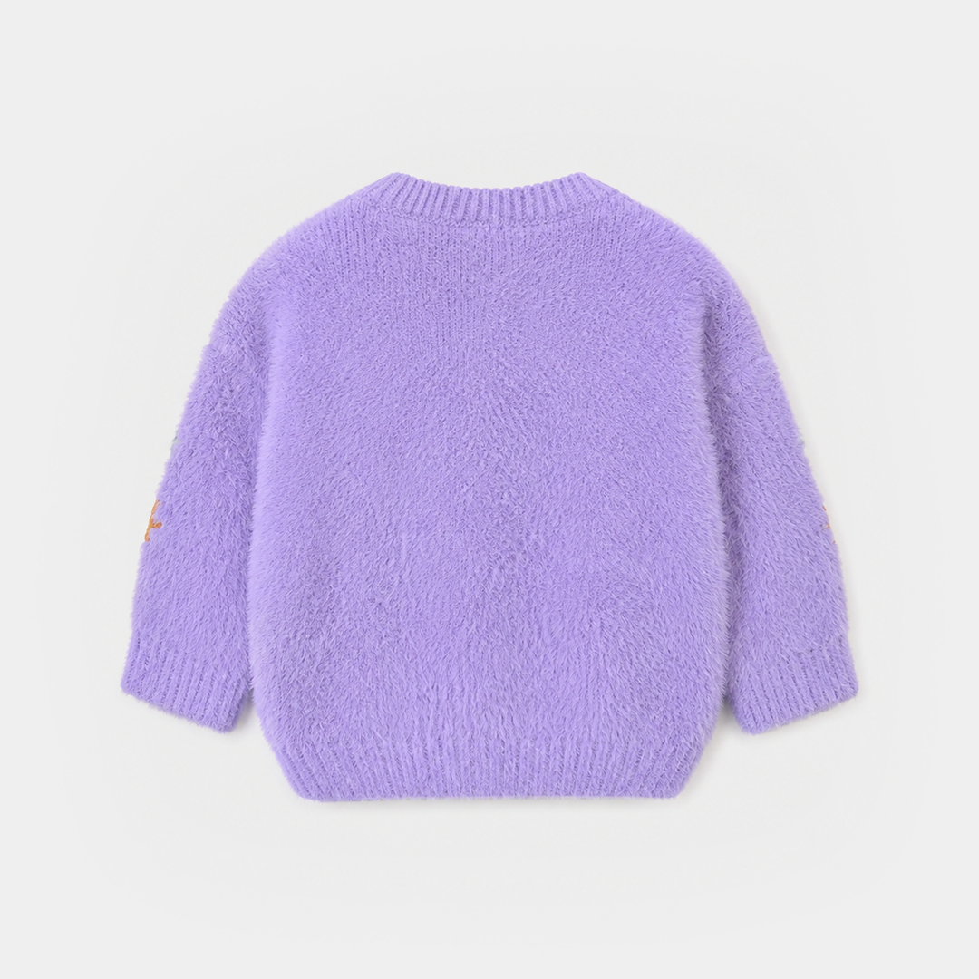 Infant Girls Acrylic Sweater - Flower Fusion - Lilac