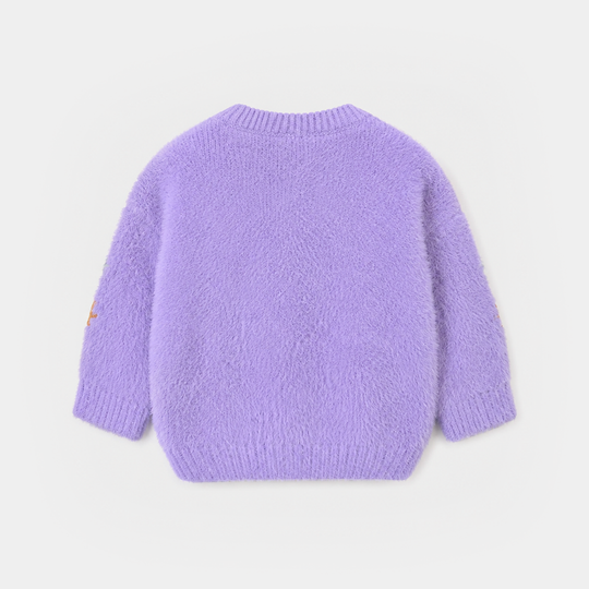 Infant Girls Acrylic Sweater - Flower Fusion - Lilac