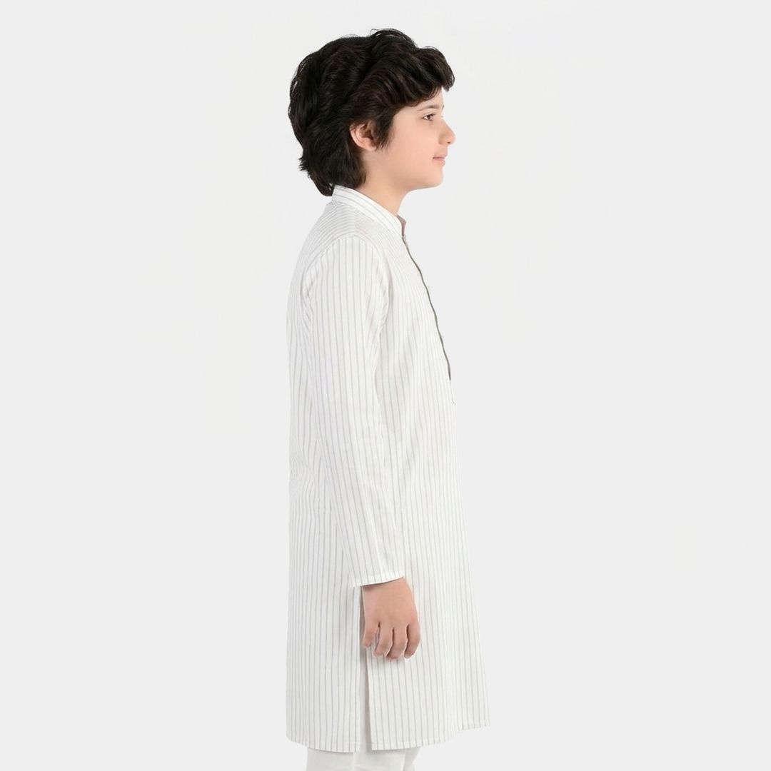 Boys Yarn Dyed Kurta (Blue Stripe)
