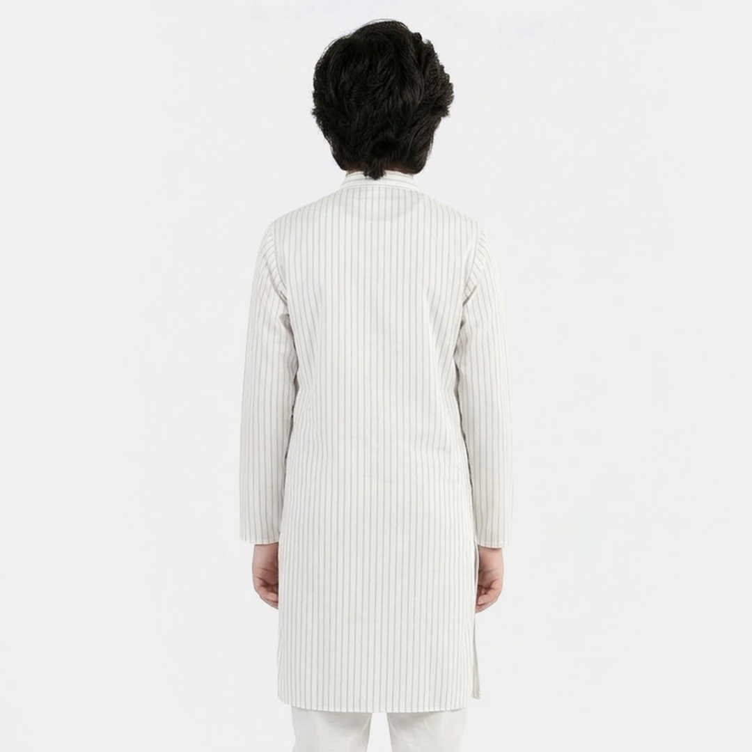 Boys Yarn Dyed Kurta (Blue Stripe)