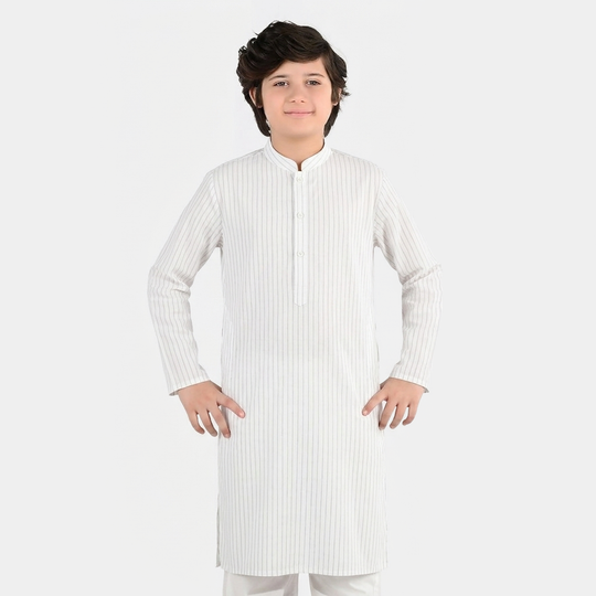 Boys Yarn Dyed Kurta (Blue Stripe)
