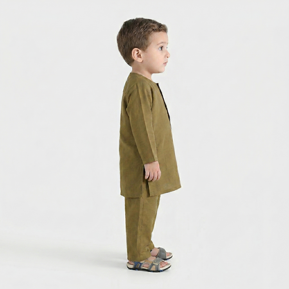 Infant Boys Poly Viscose Kurta Pajama - Green