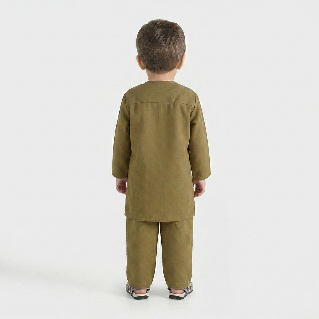 Infant Boys Poly Viscose Kurta Pajama - Green