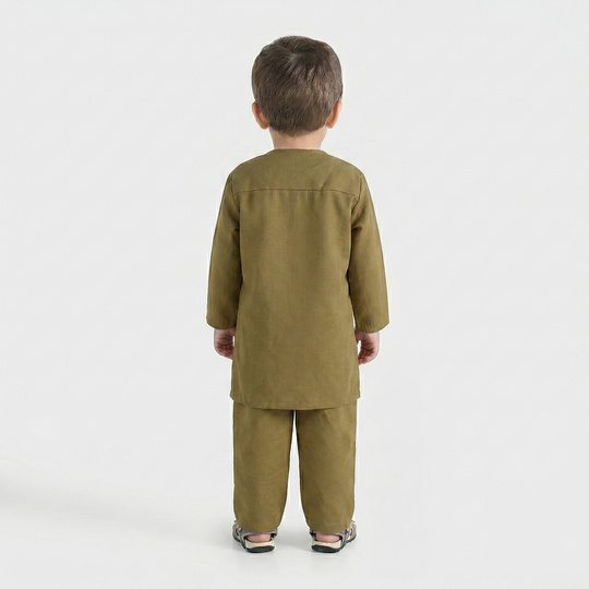 Infant Boys Poly Viscose Kurta Pajama - Green