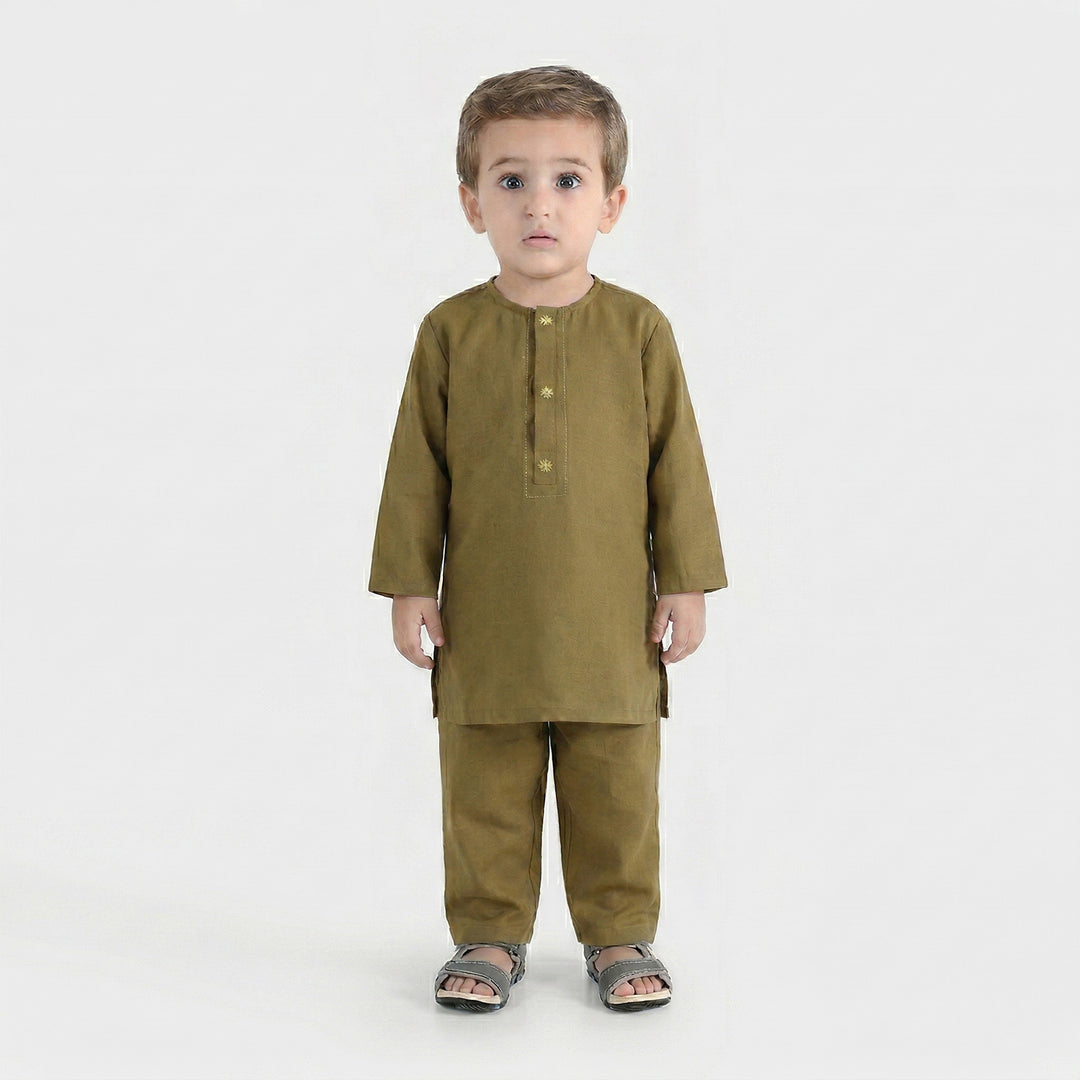 Infant Boys Poly Viscose Kurta Pajama - Green