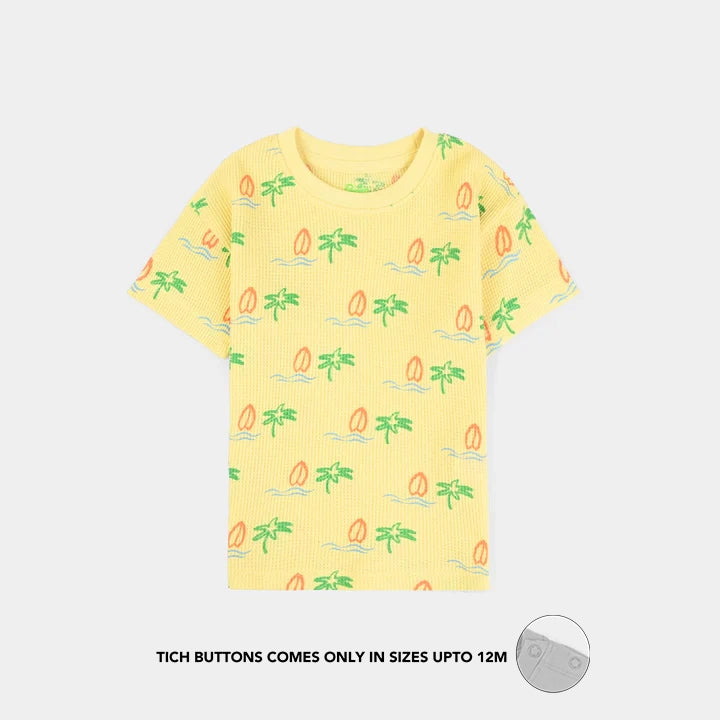 Infant Boys Thermal T-Shirt (Surfboard & Waves) - Yellow