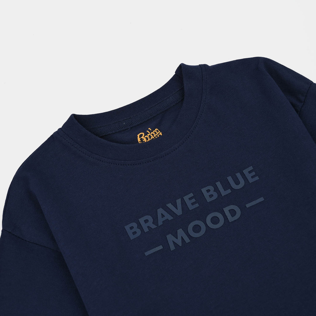 Boys Cotton Jersey T-Shirt H/S Blue Mood-NAVY