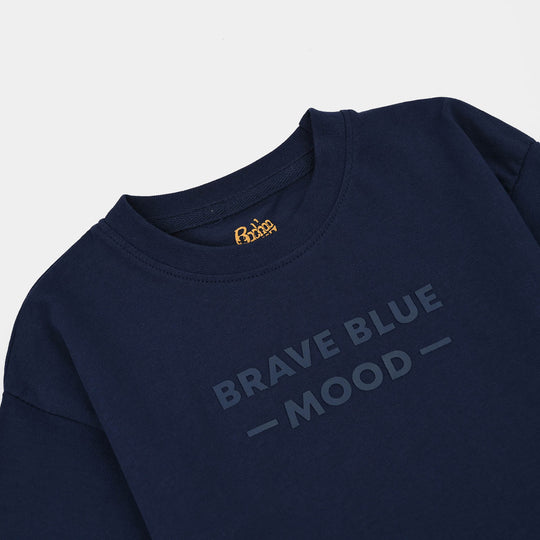 Boys Cotton Jersey T-Shirt H/S Blue Mood-NAVY
