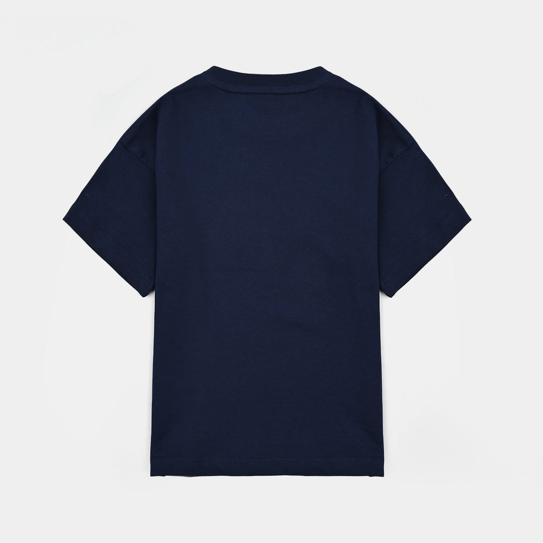Boys Cotton Jersey T-Shirt H/S Blue Mood-NAVY