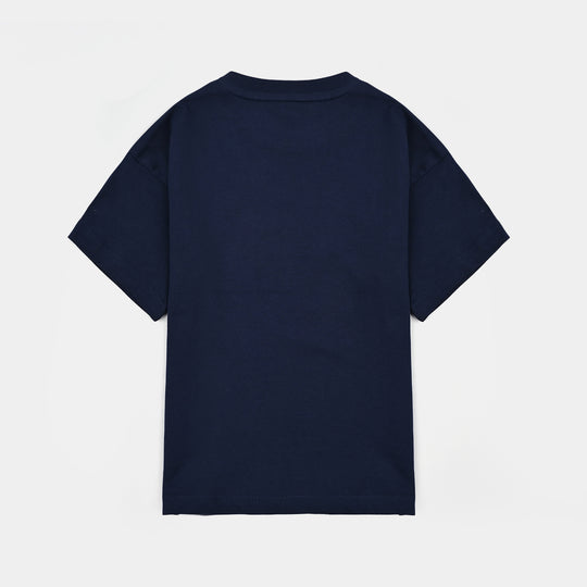 Boys Cotton Jersey T-Shirt H/S Blue Mood-NAVY