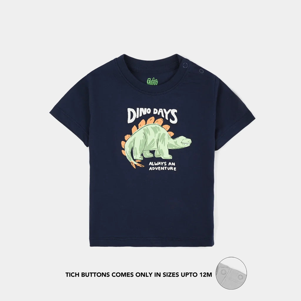 Infant Boys Cotton Jersey T-Shirt H/S Dino Days-NAVY