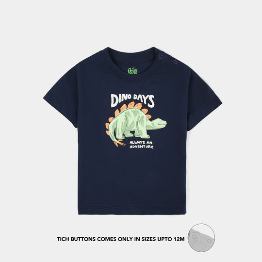 Infant Boys Cotton Jersey T-Shirt H/S Dino Days-NAVY