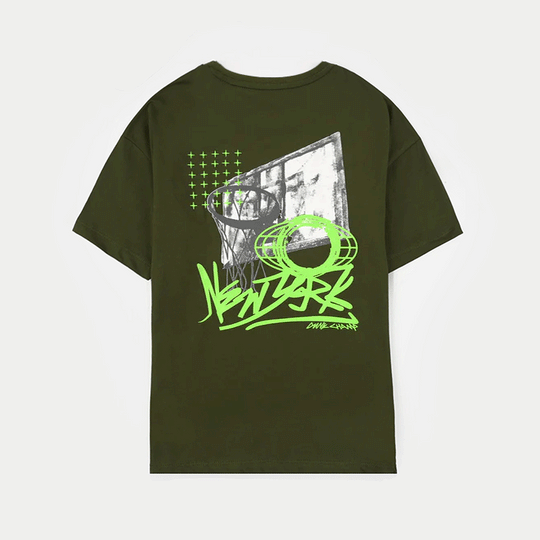 Boys Jersey/Terry T-Shirt (Basketball New York) - Rifle Green