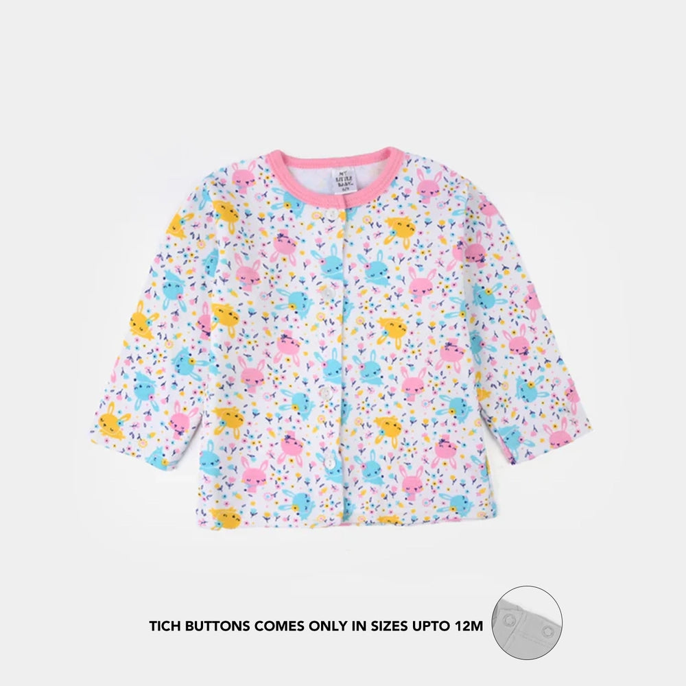 Infant Girls Cotton Jersey Night Suit - White