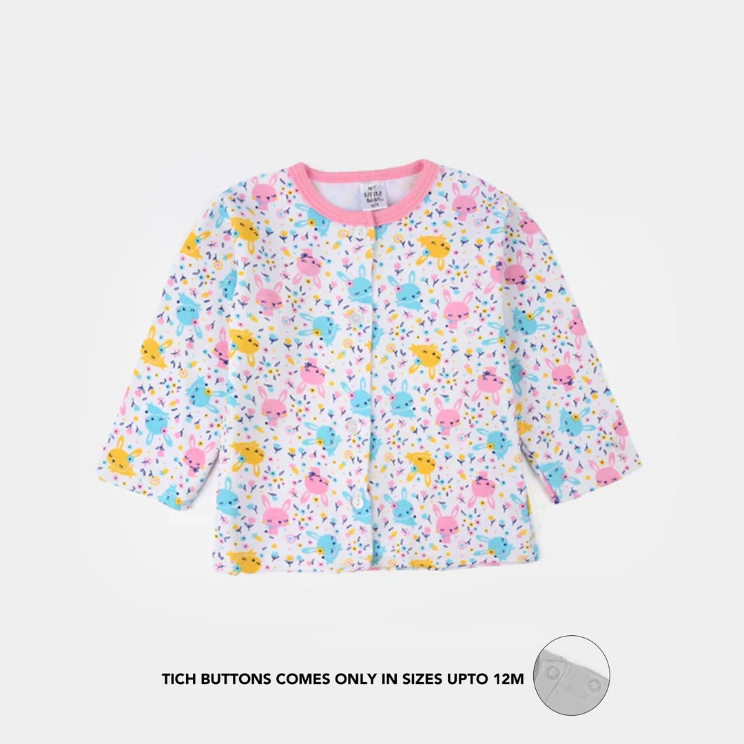 Infant Girls Cotton Jersey Night Suit - White