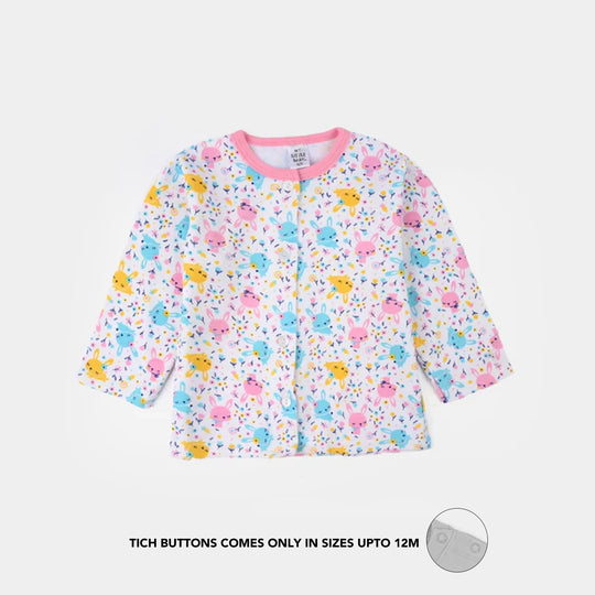 Infant Girls Cotton Jersey Night Suit - White
