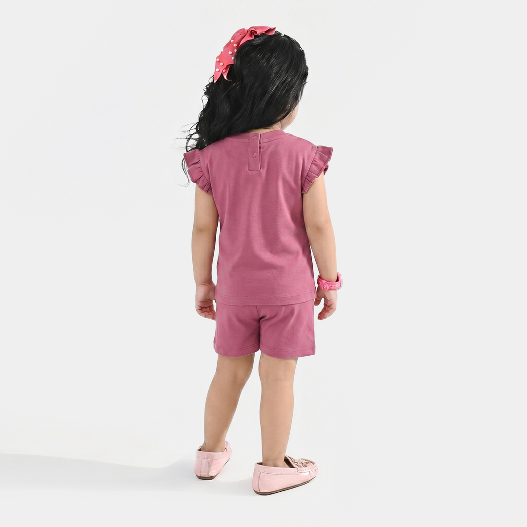 Infant Girls Cotton Interlock Suit (Beach Time) - Pink