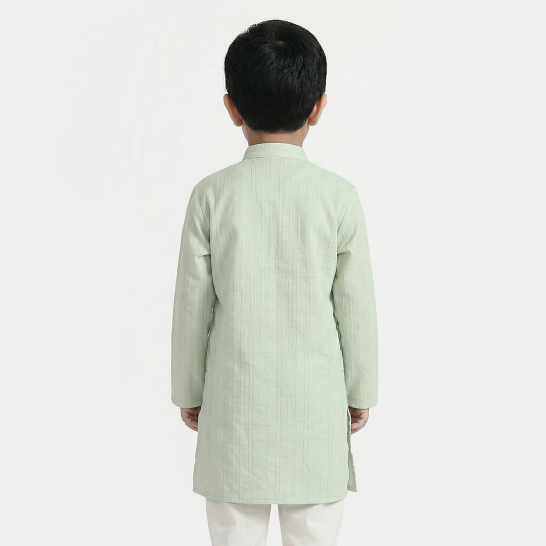 Infant Boys Cotton Jacquard Kurta (Dobby) - Green