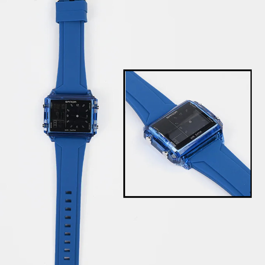 Square Dual-Display Wrist Watch