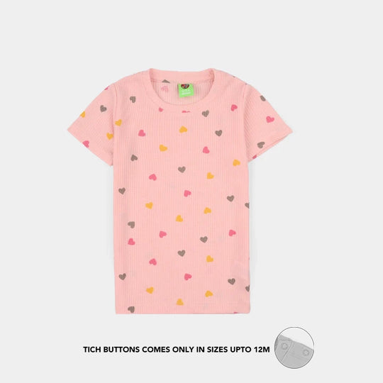Infant Girls Thermal T-Shirt Hearts-PINK