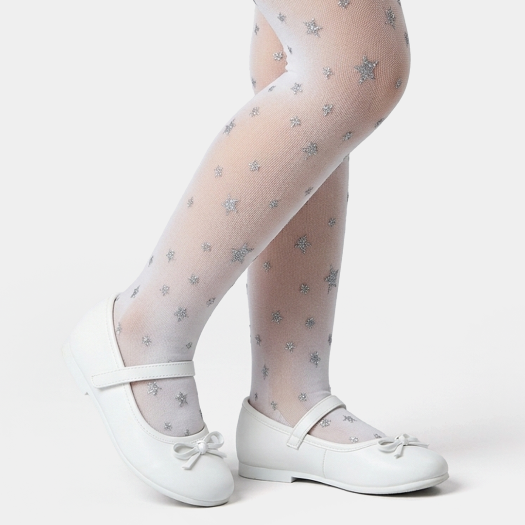 Girls Leggings (Star) - White