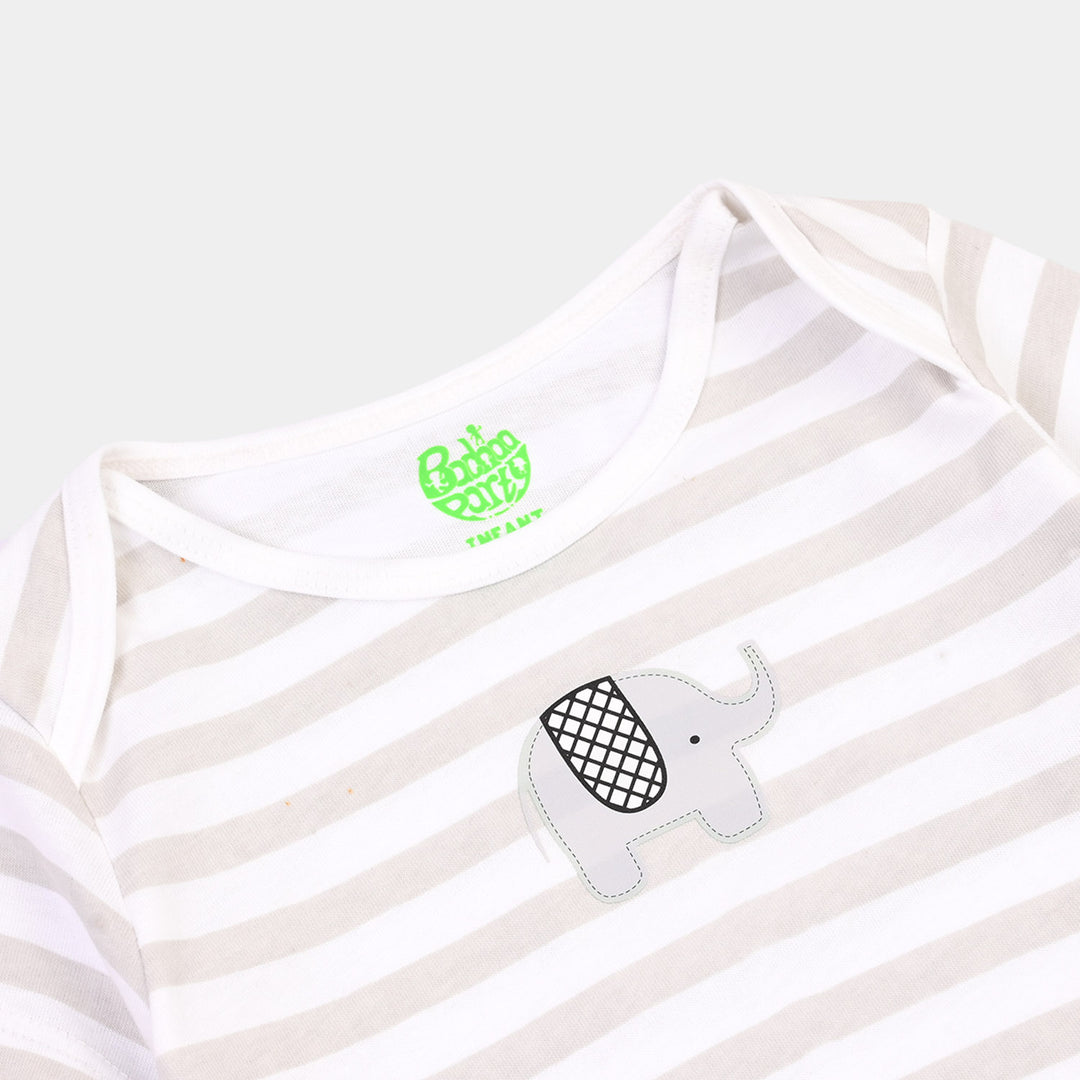 Infant Boys Cotton Jersey I am New Here Romper Set-White.Grey