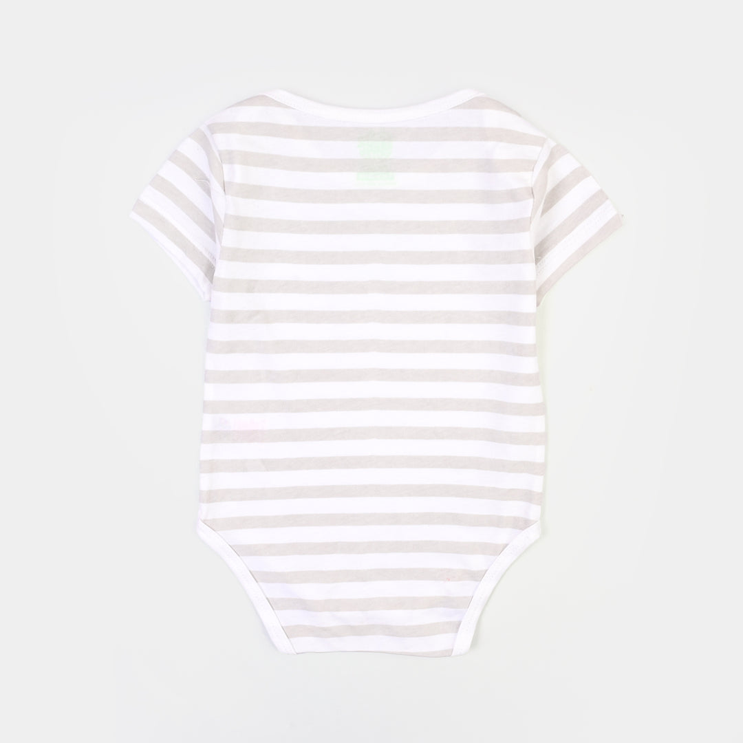 Infant Boys Cotton Jersey I am New Here Romper Set-White.Grey