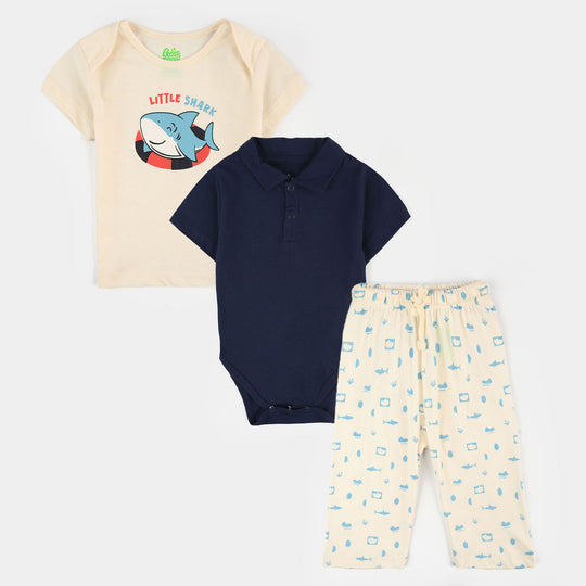 Infant Boys Jersey/Terry Little Shark 3Pcs Set