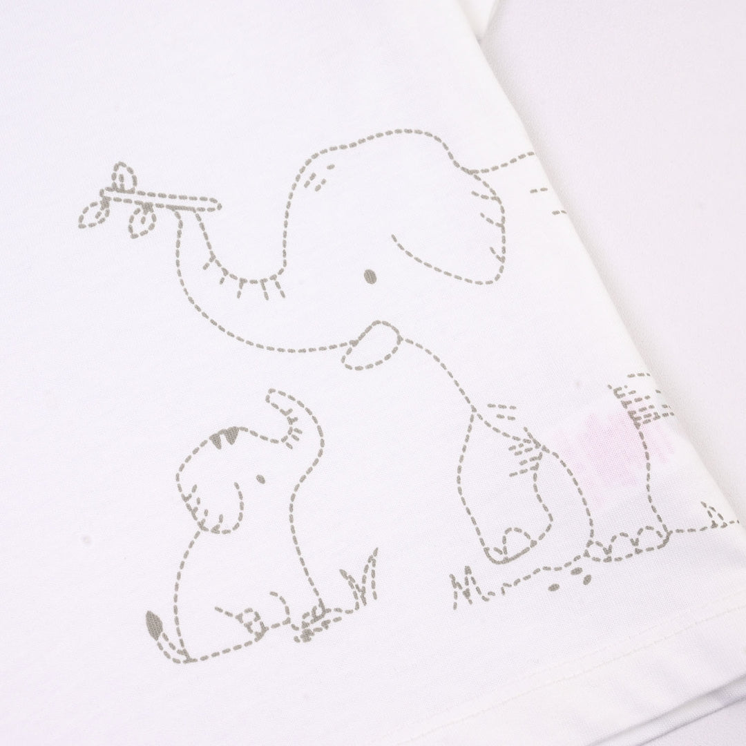 Infant Boys Cotton Jersey Jungle Friends (T-Shirt+Pajama+Bib)- Off White/Grey