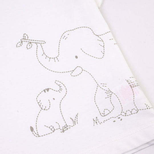 Infant Boys Cotton Jersey Jungle Friends (T-Shirt+Pajama+Bib)- Off White/Grey
