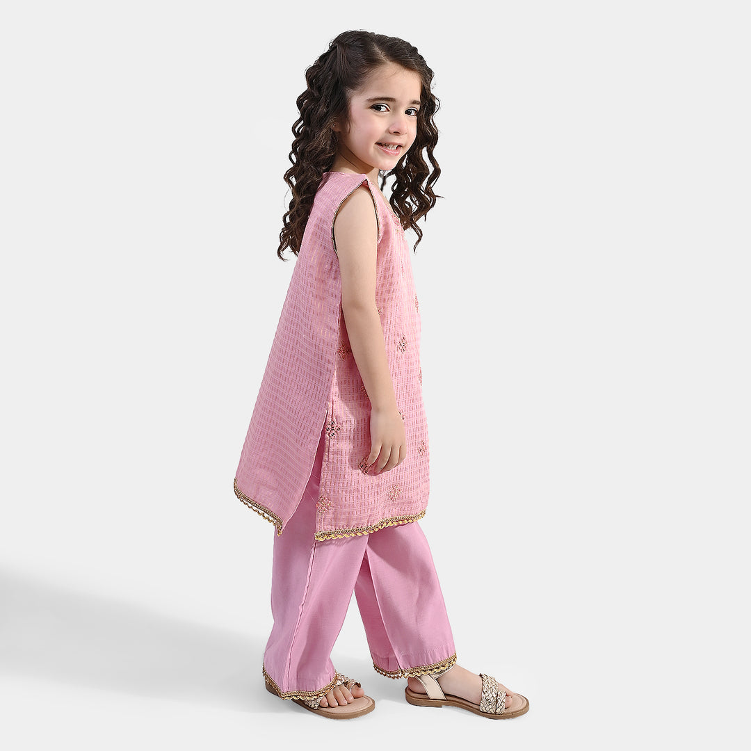 Girls Jacquard 2 Piece Set (Glitter) - Pink