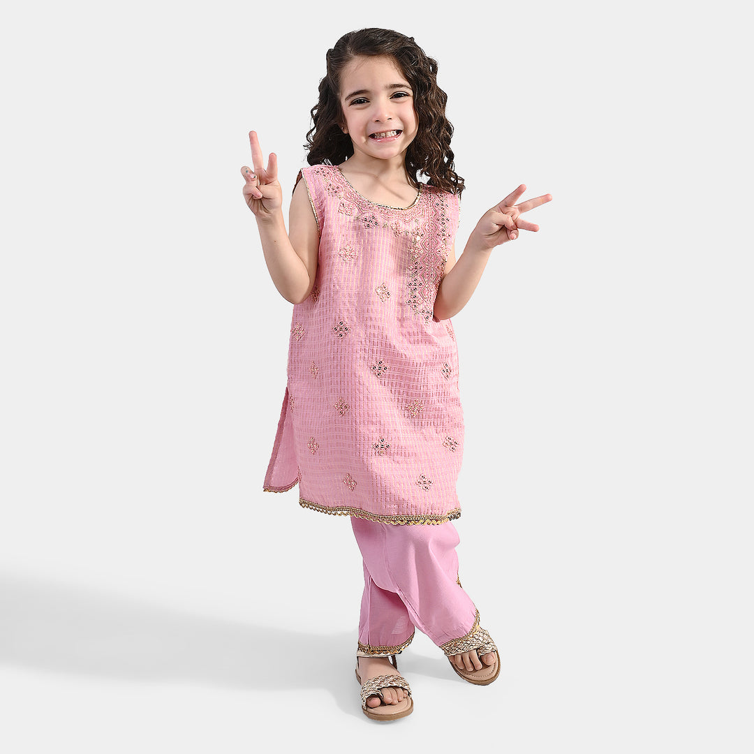 Girls Jacquard 2 Piece Set (Glitter) - Pink