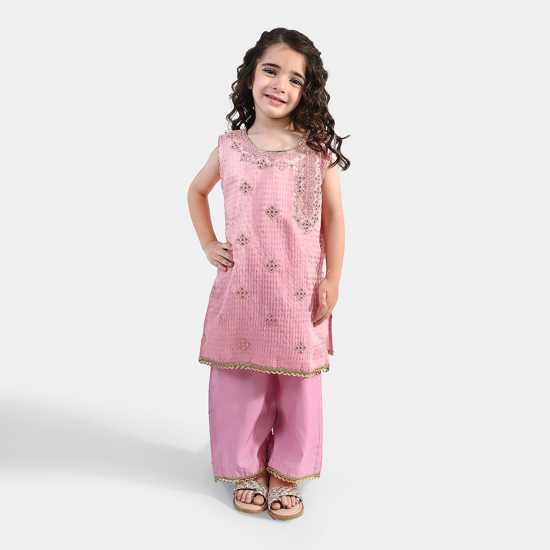 Girls Jacquard 2 Piece Set (Glitter) - Pink