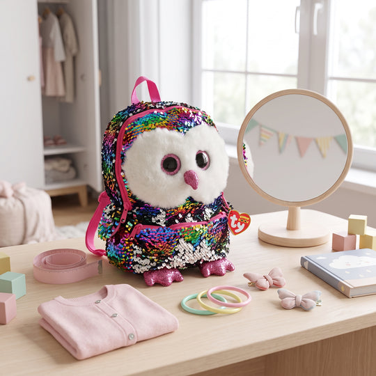 Rainbow Sequin Plush Backpack