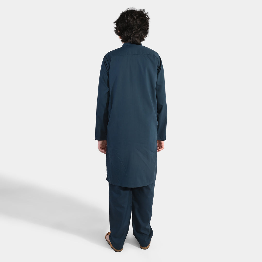 Boys Poly Viscose Kurta Pajama (Contrast)-GREEN