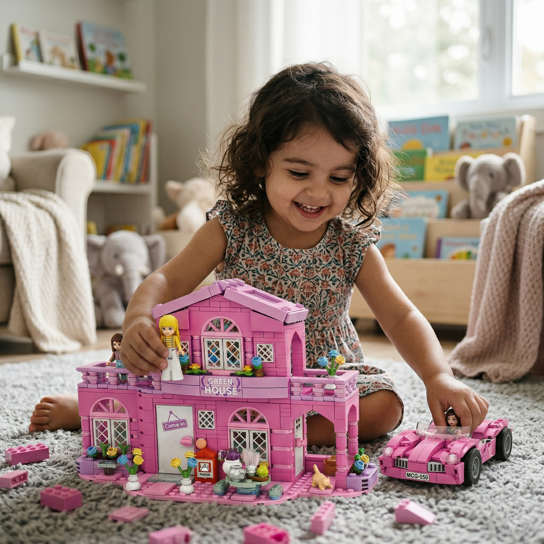 Girl Car Building Blocks Set