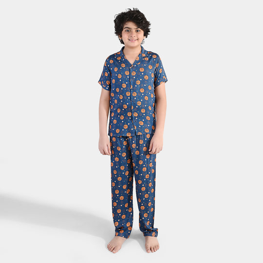 Boys Viscose Nightwear  Basketball -Teal Blue