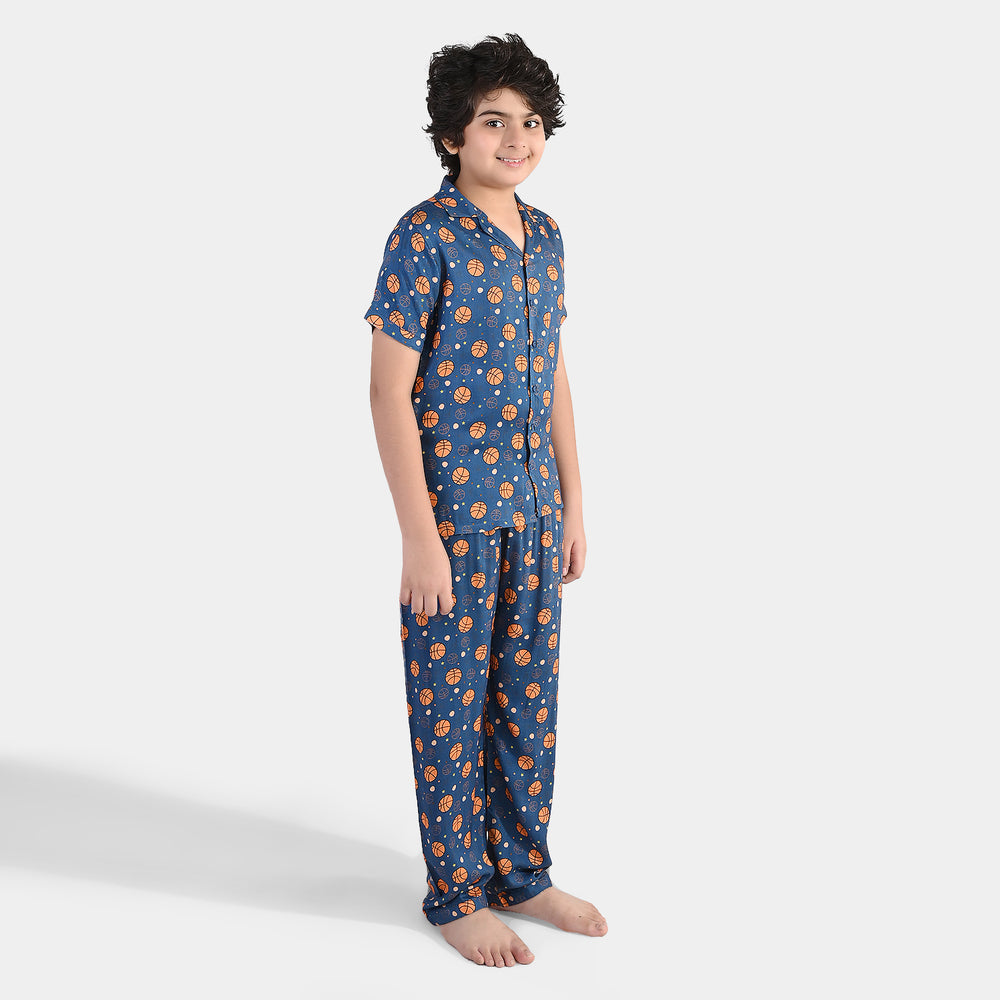 Boys Viscose Nightwear  Basketball -Teal Blue